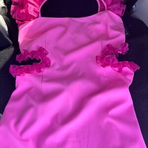 Vibrant Pink Dress with Ruffle Details
